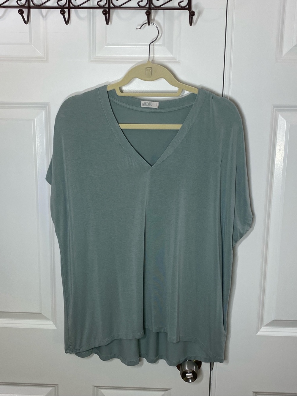 Barefoot Dreams Bluish Green V-Neck Relaxed Modal Tee Size 1X